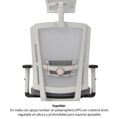 Silla De Oficina Italiana Cuba Presidente 114X48X32 Gris