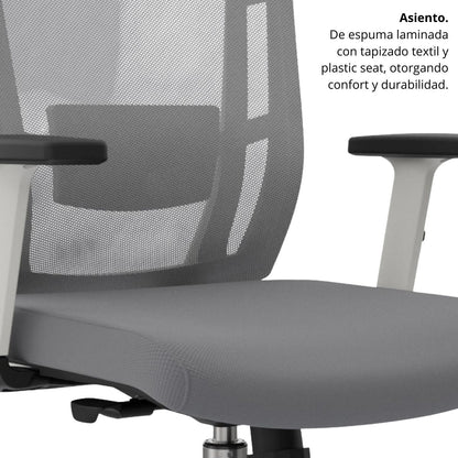 Silla De Oficina Italiana Cuba Presidente 114X48X32 Gris