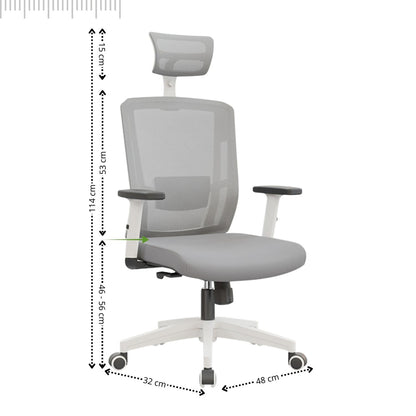 Silla De Oficina Italiana Cuba Presidente 114X48X32 Gris