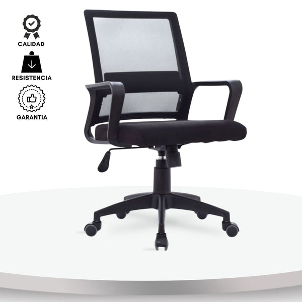 Silla De Oficina Gerente Stolk Negra 100X63X51