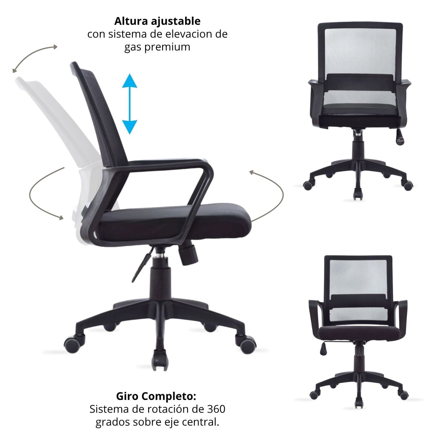 Silla De Oficina Gerente Stolk Negra 100X63X51