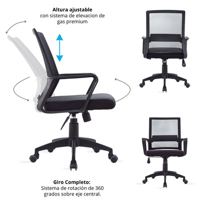 Silla De Oficina Gerente Stolk Negra 100X63X51