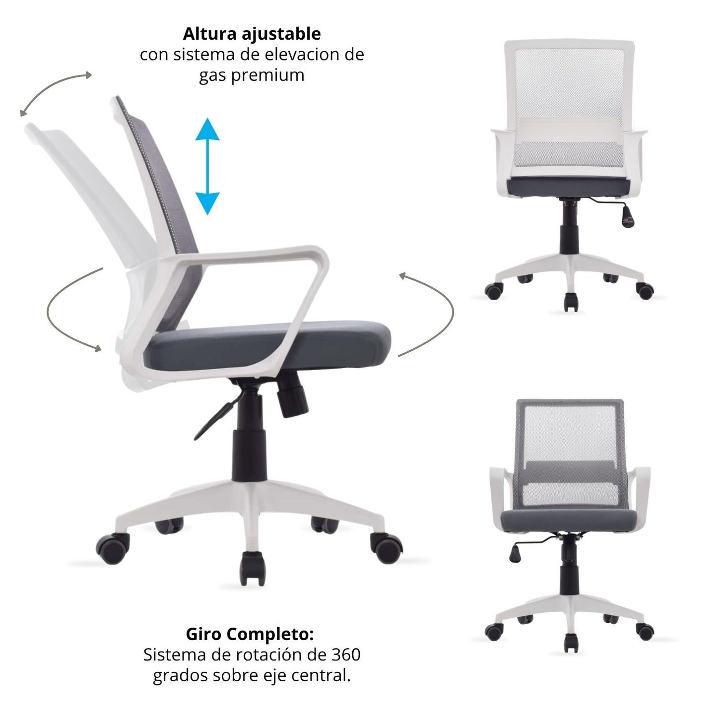 Silla De Oficina Gerente Stolk Gris 100X63X51