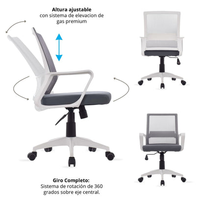 Silla De Oficina Gerente Stolk Gris 100X63X51