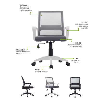 Silla De Oficina Gerente Stolk Gris 100X63X51