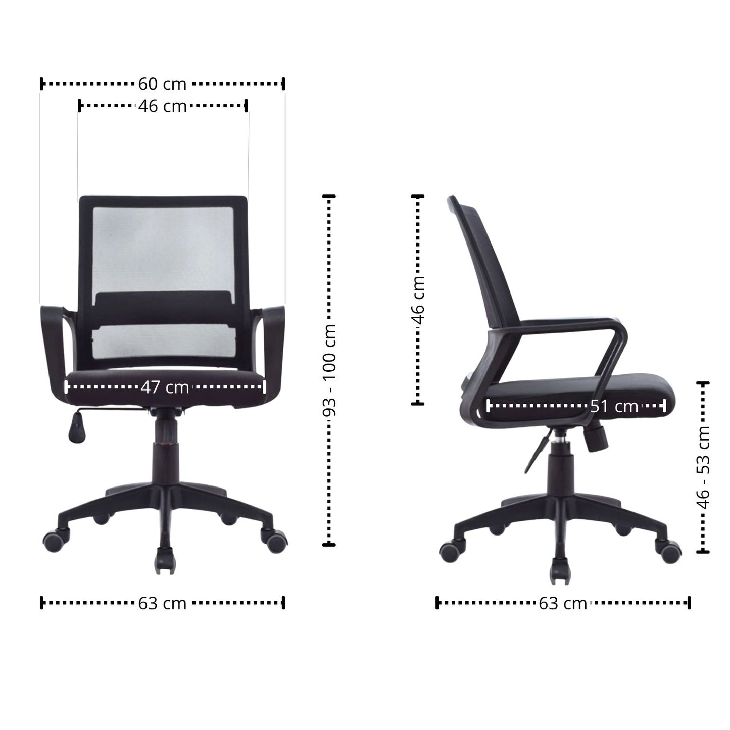 Silla De Oficina Gerente Stolk Negra 100X63X51