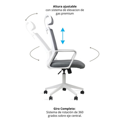 Silla De Oficina Presidente Stolk Gris 115X63X51