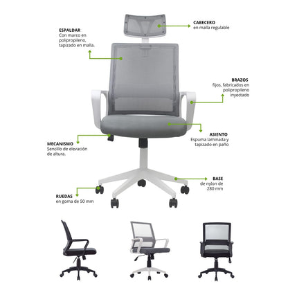 Silla De Oficina Presidente Stolk Gris 115X63X51