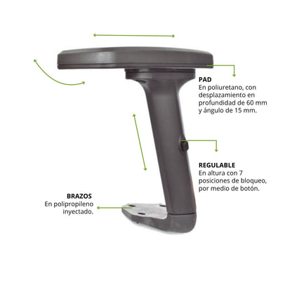 Par De Brazos Regulable En Altura Y 3D Para Silla De Oficina