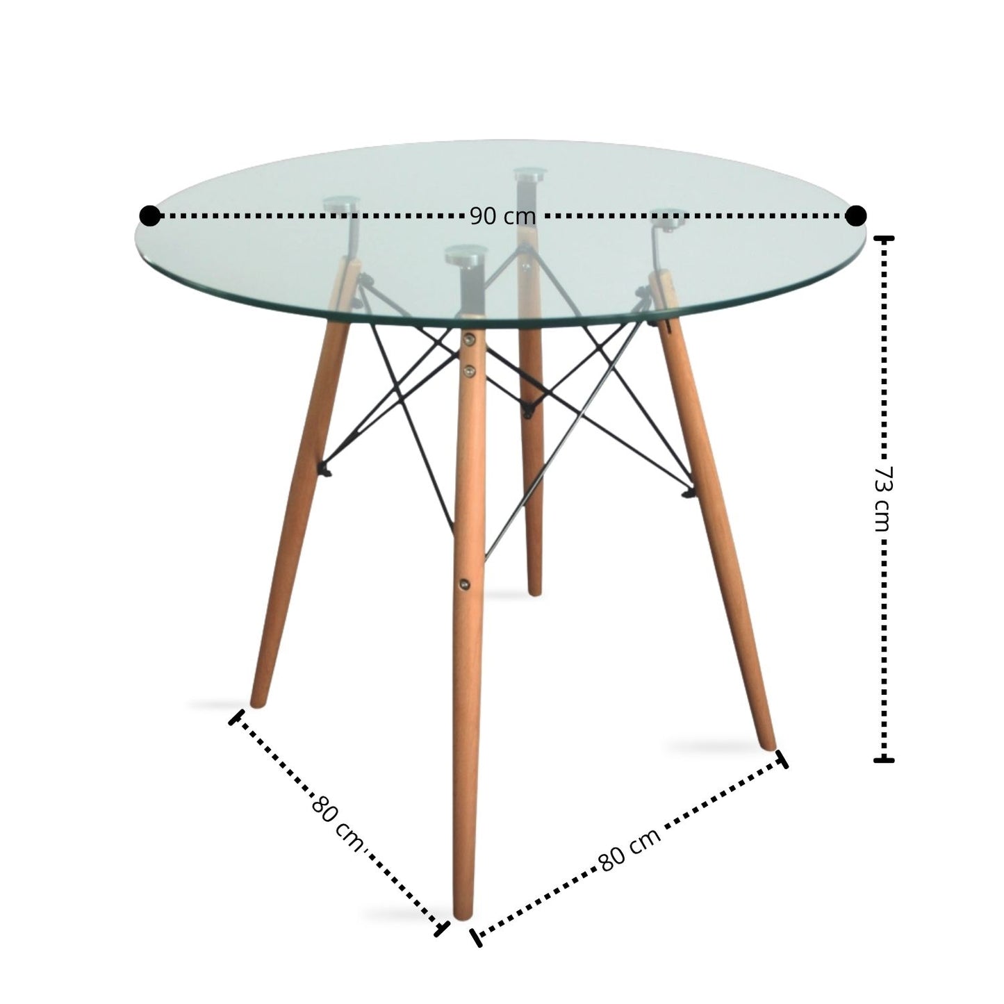 Mesa Eames Redonda De Vidrio