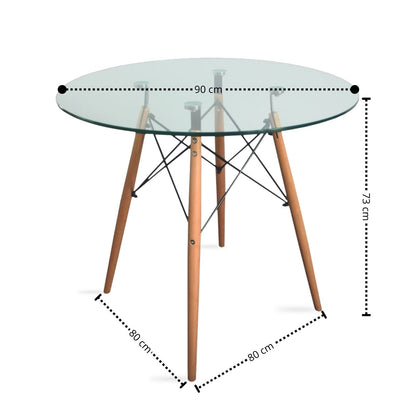Mesa Eames Redonda De Vidrio