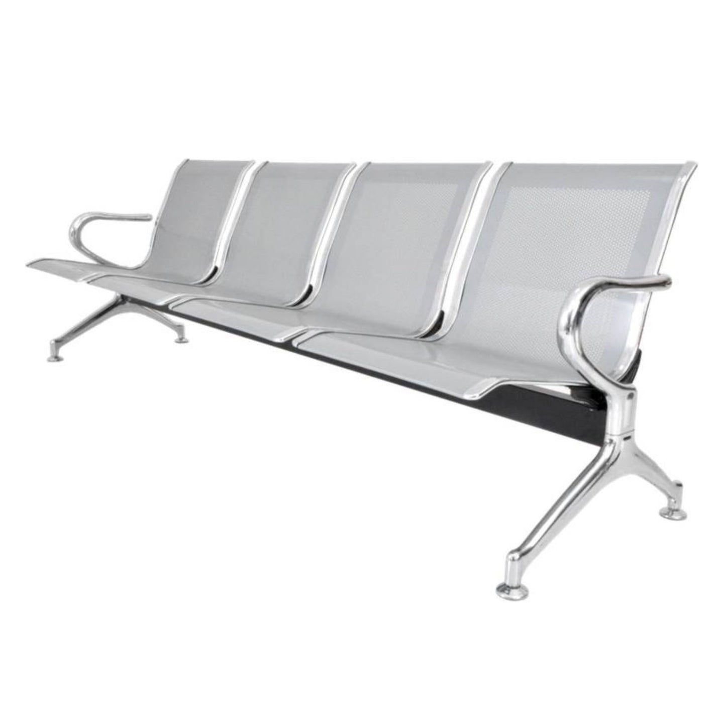 Silla Tandem 4 Puesto Cromado Rojo