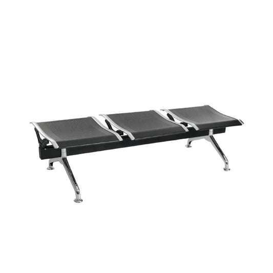 Silla Tandem 3 Puestos Gris Sin espaldar Negro