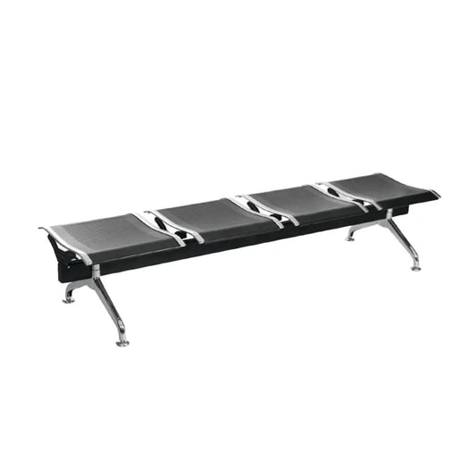Silla Tandem 4 Puestos Gris Sin espaldar Negro