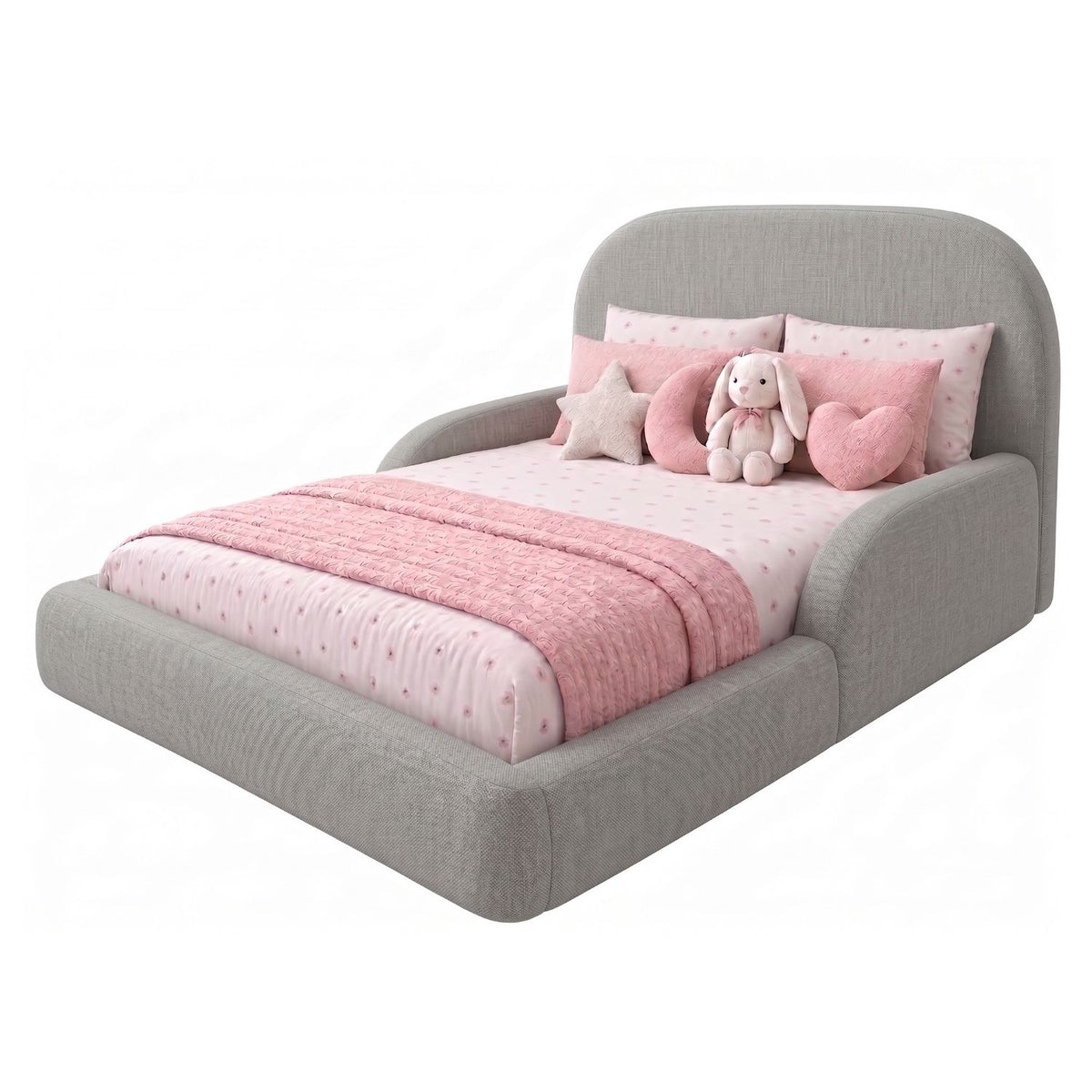 Cama Infantil Montessori con Madera Pino  100x190 Gris Plata