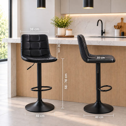 Silla De Barra James Tipo Cuero Negro