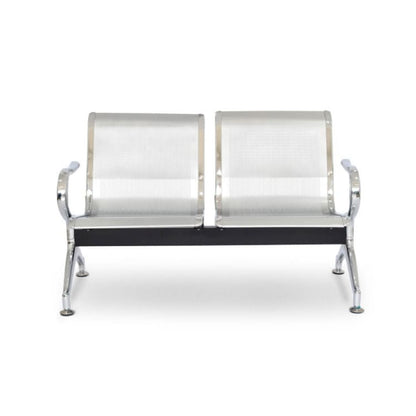 Silla Tandem 2 Puesto Cromado Azul