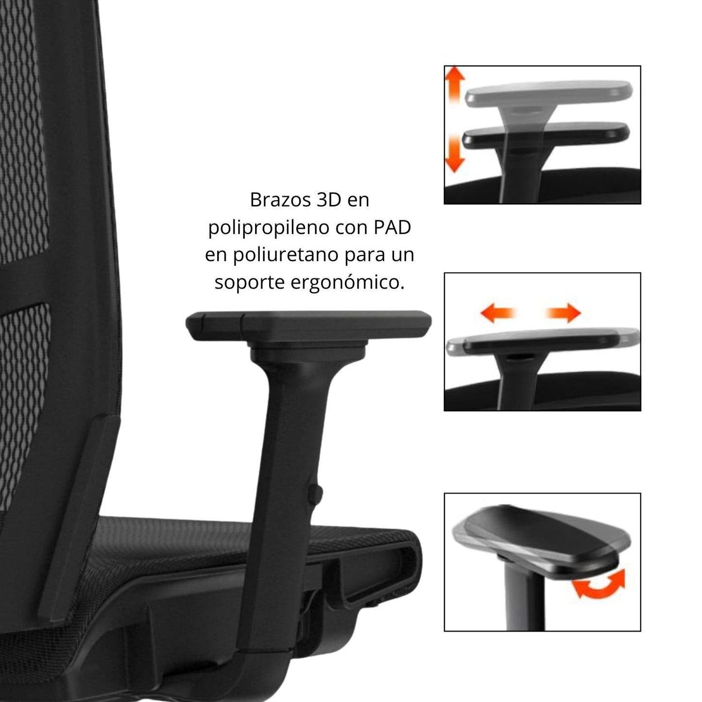 Silla De Oficina Jaspen Malla Presidente 124X48X64 Negro