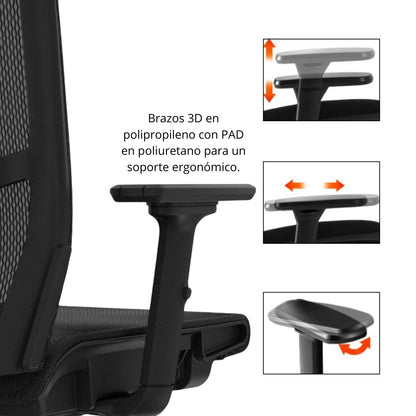 Silla De Oficina Jaspen Malla Gerente 116X48X64 Negro