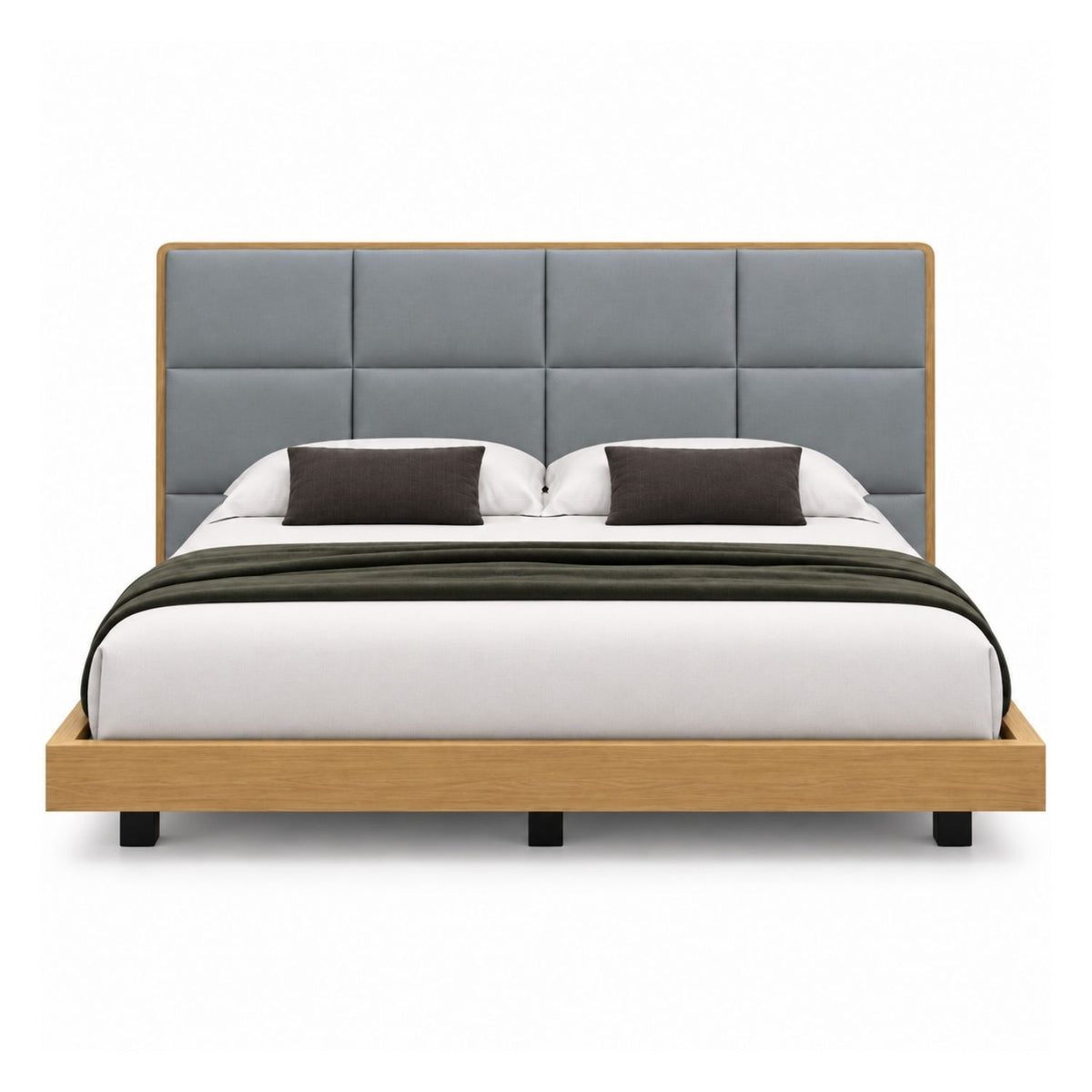 Cama Queen En Roble Taldy Con Mesas de Noche 160x190 Gris