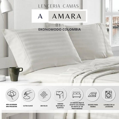 Sabanas Hoteleras Luxury 300 Hilos Queen 160 x 190 Blanca
