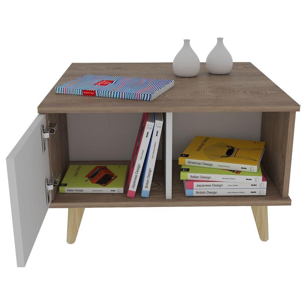 Mesa De Centro Orilán Miel Y Blanco