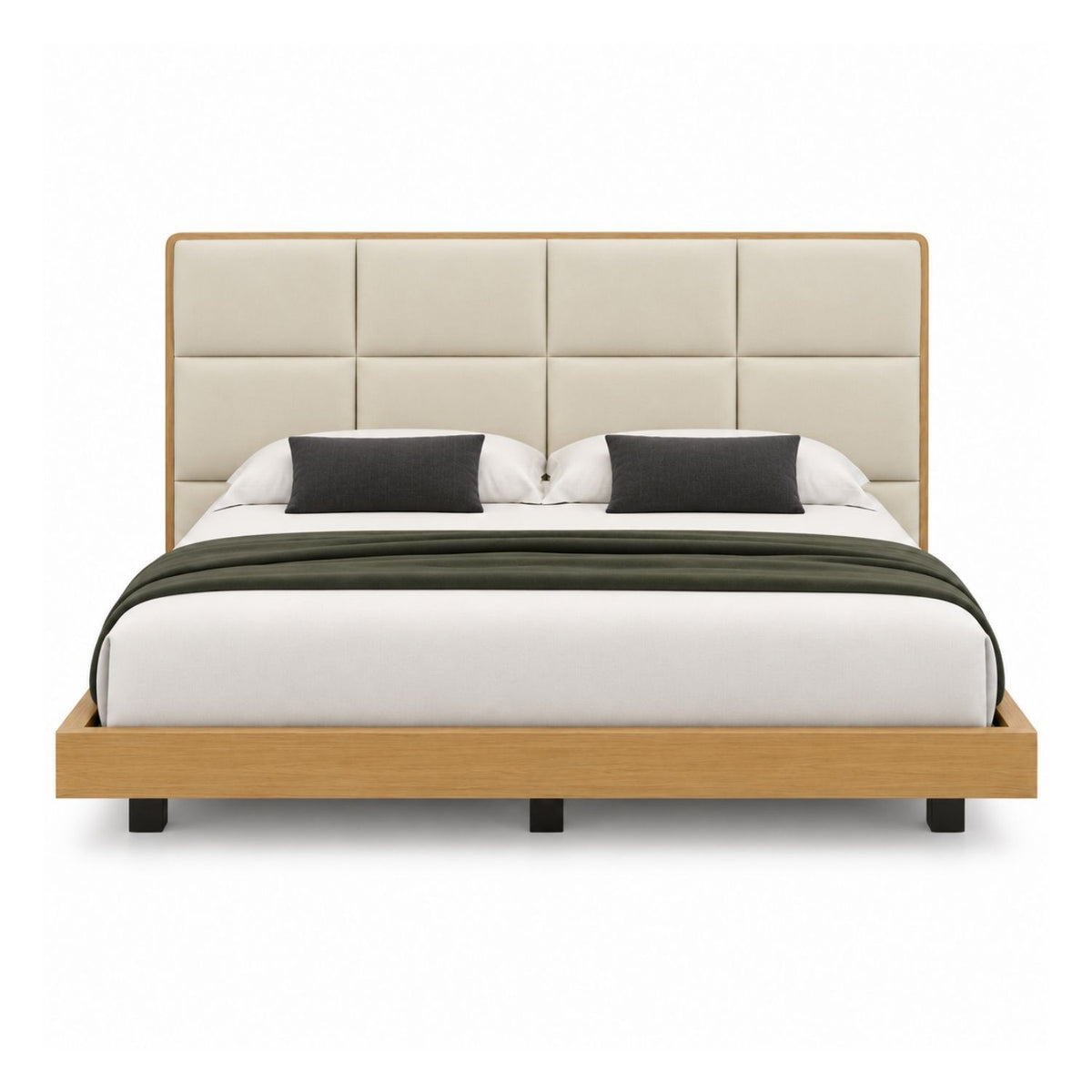 Cama Doble En Roble Taldy Con Mesas de Noche 140x190 Camel