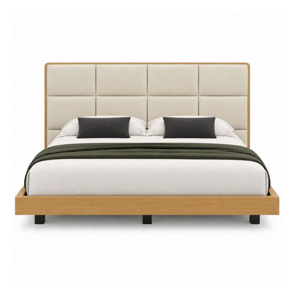 Cama Doble En Roble Taldy Con Mesas de Noche 140x190 Camel