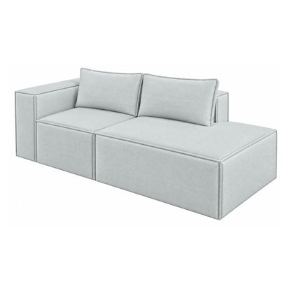 Sofa Modular Nexo En Madera Pino con Tela Premium Gris Perla
