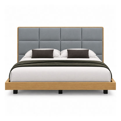 Cama King En Roble Taldy Con Mesas de Noche 200x200 Gris