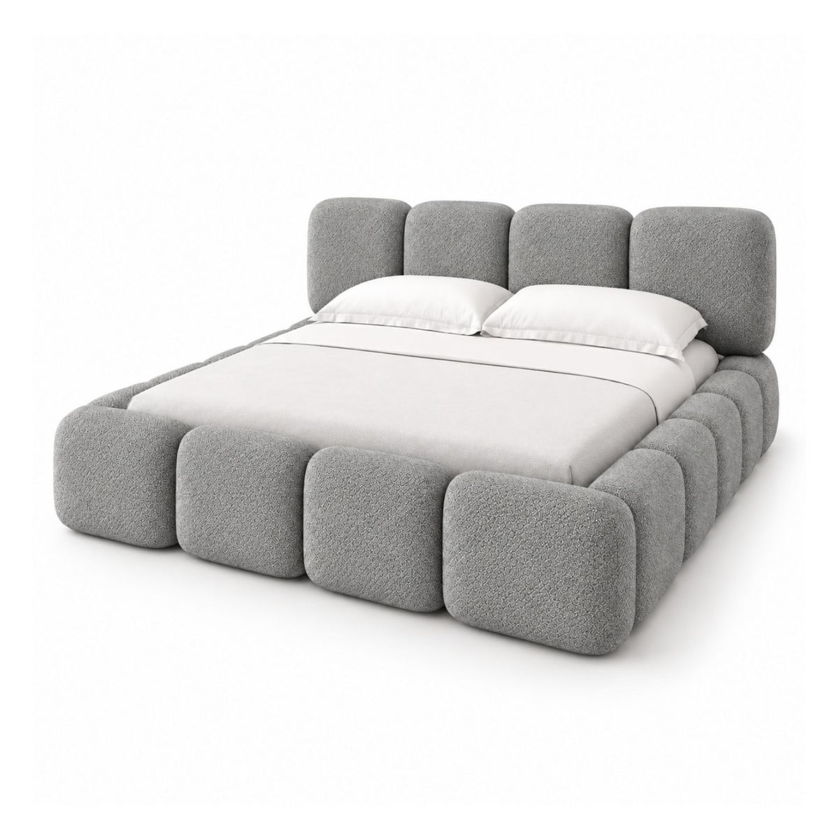 Cama Queen Tommy En Madera Pino 160x190 Gris Plata