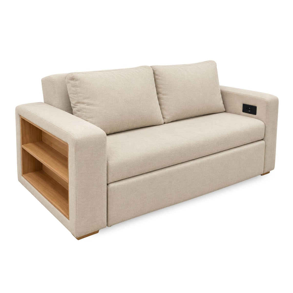 Sofa Cama Multifuncional Con Repisas, Conexión USB y Cama Auxiliar Koni Arena