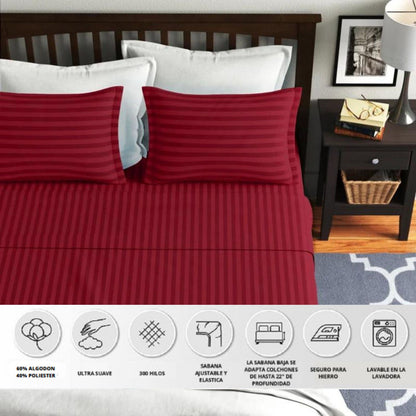 Sabanas Hoteleras Luxury 300 Hilos Semi-Doble 120 x 190 Rojo