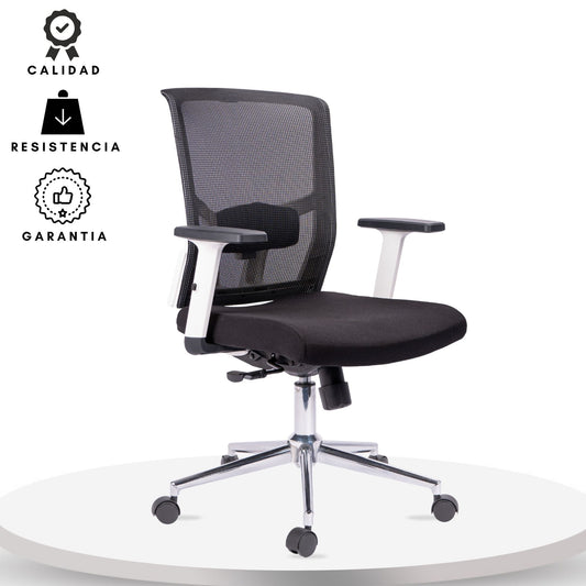 Silla De Oficina Italiana Cuba Gerente Negro Blanco