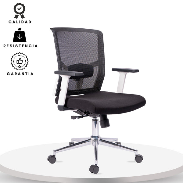 Silla De Oficina Italiana Cuba Gerente Negro Blanco