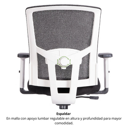 Silla De Oficina Italiana Cuba Gerente Negro Blanco