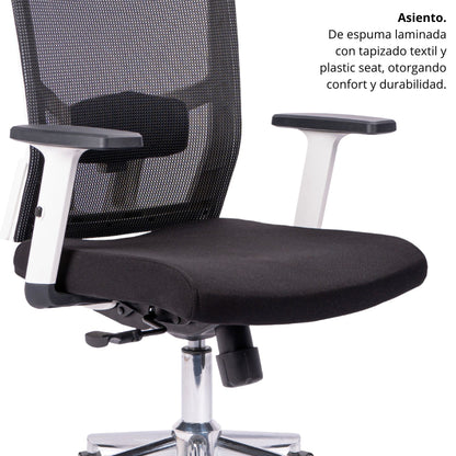 Silla De Oficina Italiana Cuba Gerente Negro Blanco