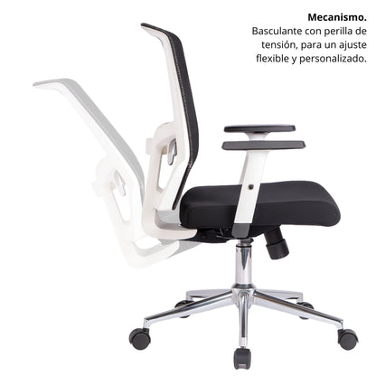 Combo Escritorio White + Silla de Oficina Cuba Negra Blanca