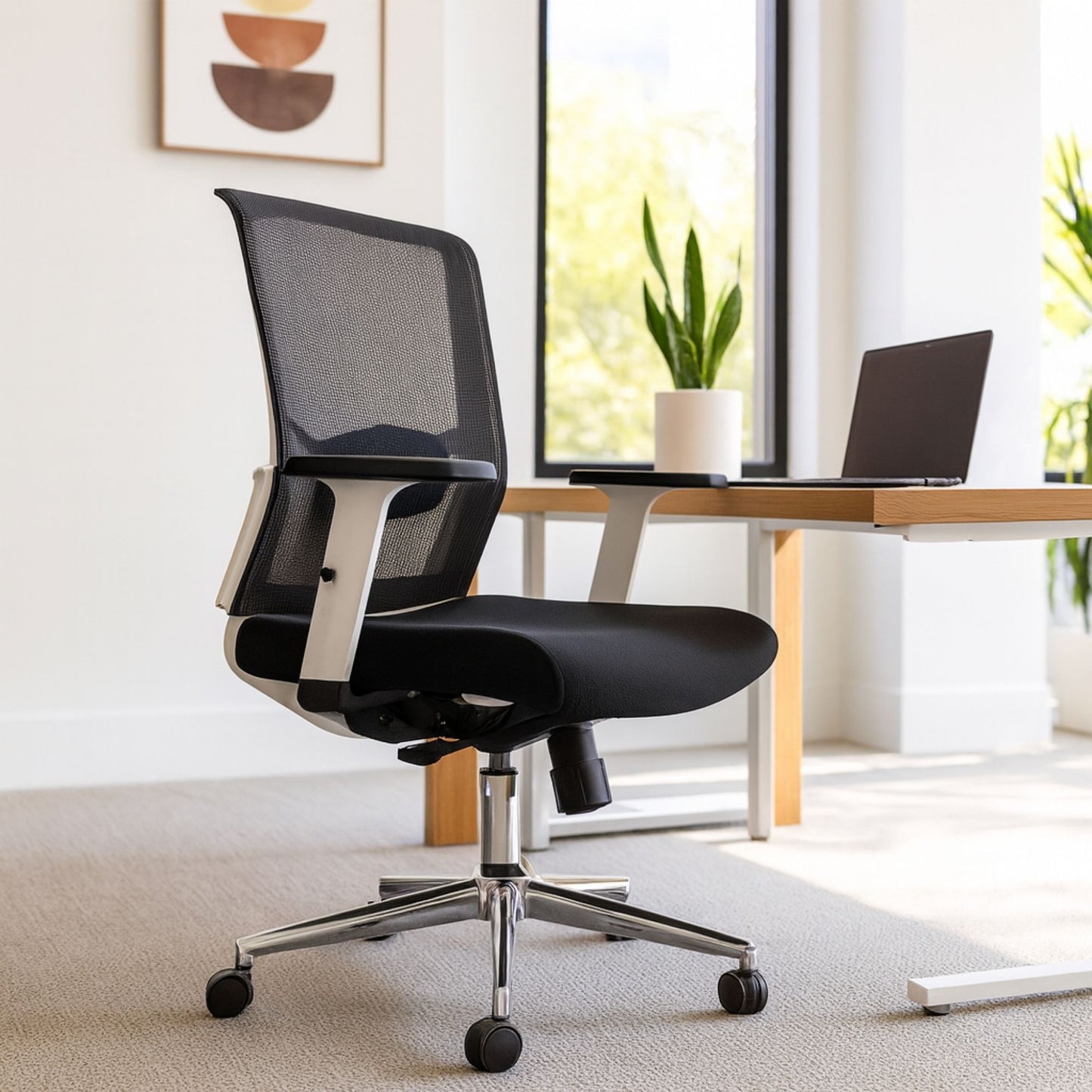 Silla De Oficina Italiana Cuba Gerente Negro Blanco