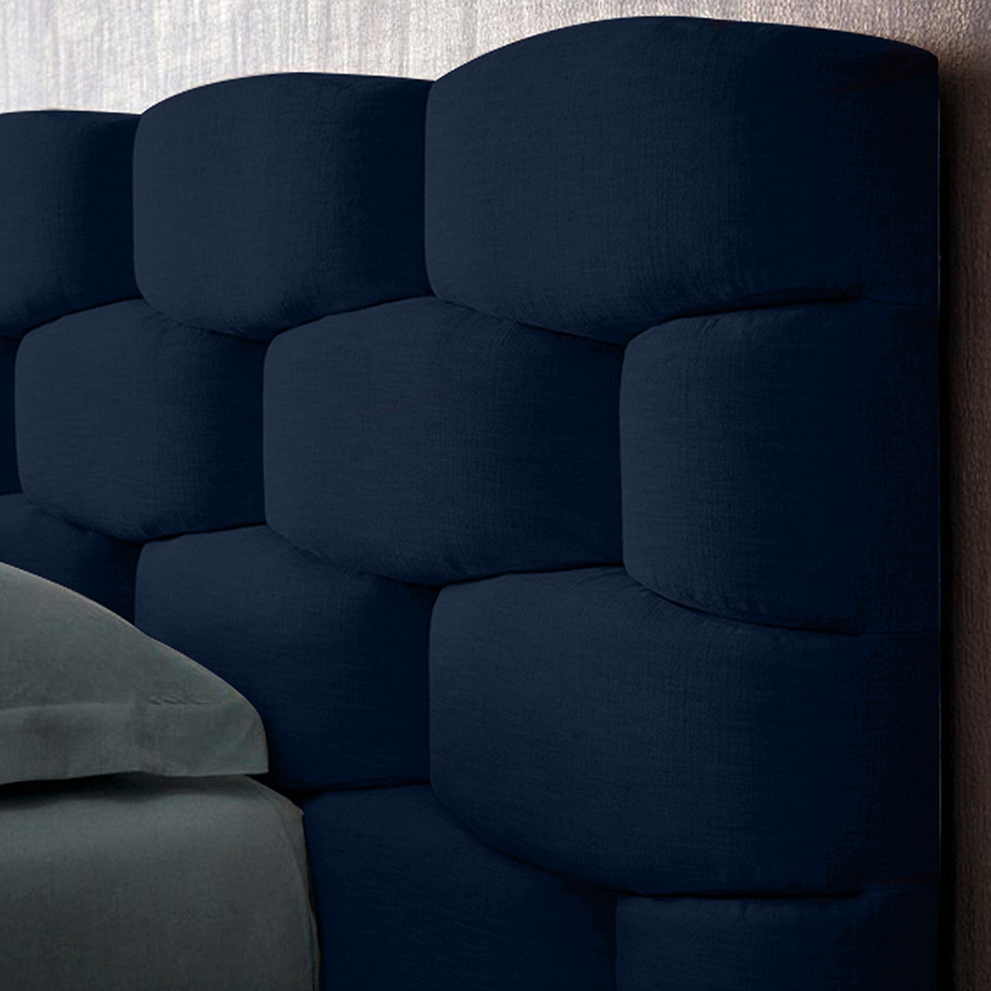 Base Cama con Espaldar + Colchon Doble Esmeralda  azul