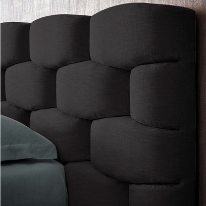 Base Cama con Espaldar + Colchon Doble Esmeralda Negro