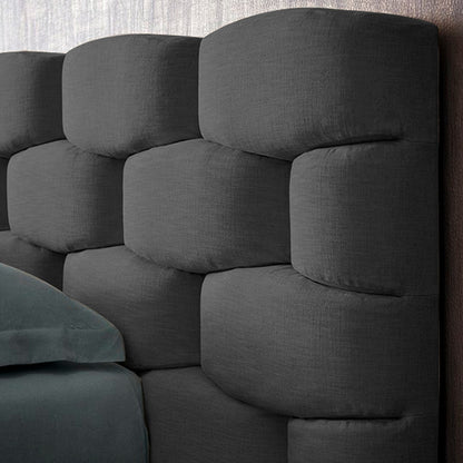 Base Cama con Espaldar + Colchon Doble Esmeralda  gris plomo