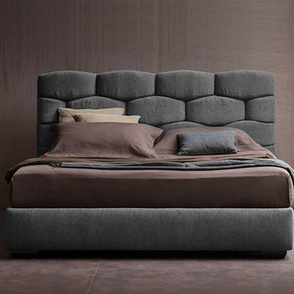 Base Cama con Espaldar + Colchon Doble Esmeralda  gris plomo