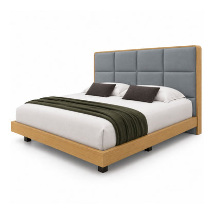 Cama Queen En Roble Taldy Con Mesas de Noche 160x190 Gris