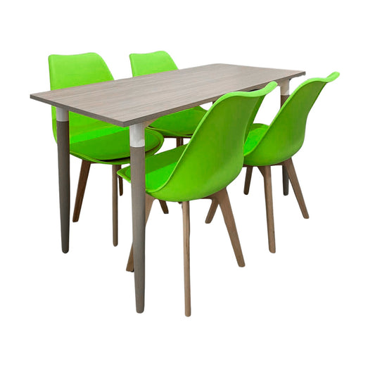Juego de Comedor Robledo Premium habano con 4 Sillas Milano verdes