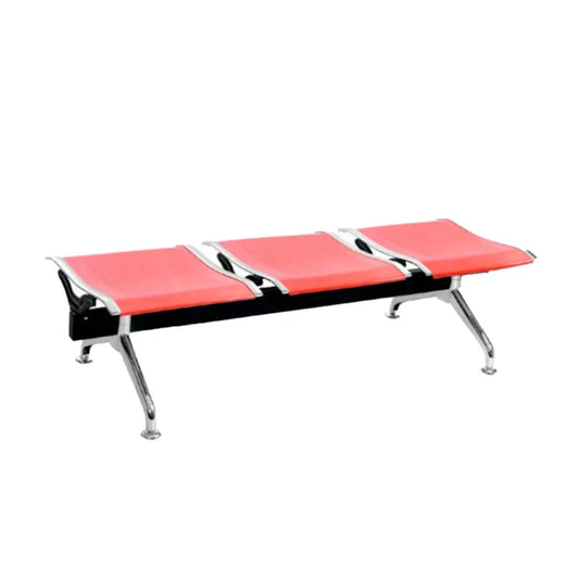 Silla Tandem 3 Puestos Gris Sin espaldar Rojo