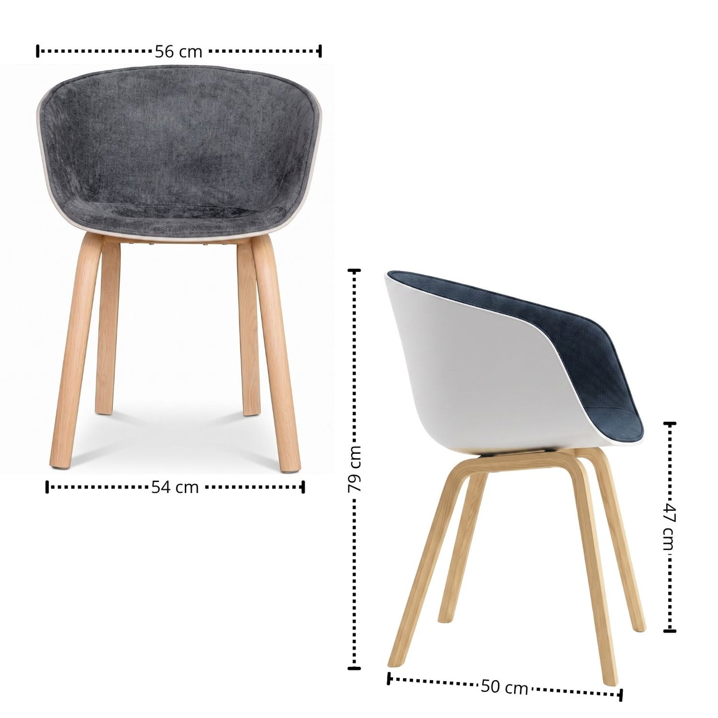 Silla Natura Tapizada Gris Oscuro