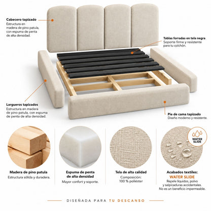 Cama Paleta Queen Nix En Madera Pino 160x190 Gris Plomo