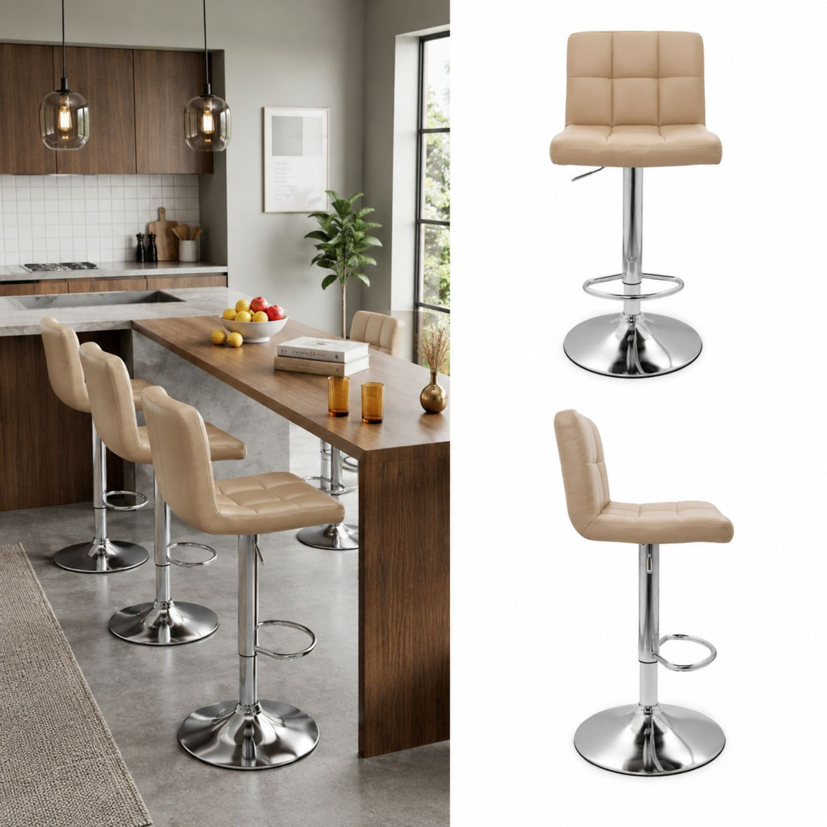Silla de Barra Leo Beige