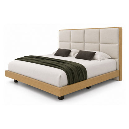 Cama King En Roble Taldy Con Mesas de Noche 200x200 Marfil